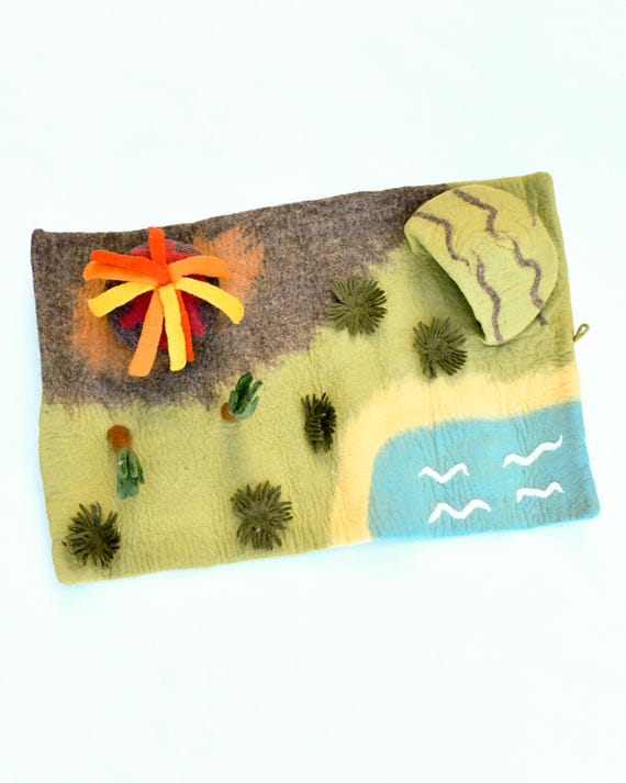 大きな恐竜ランドと火山プレイマットプレイスケープ、ウール