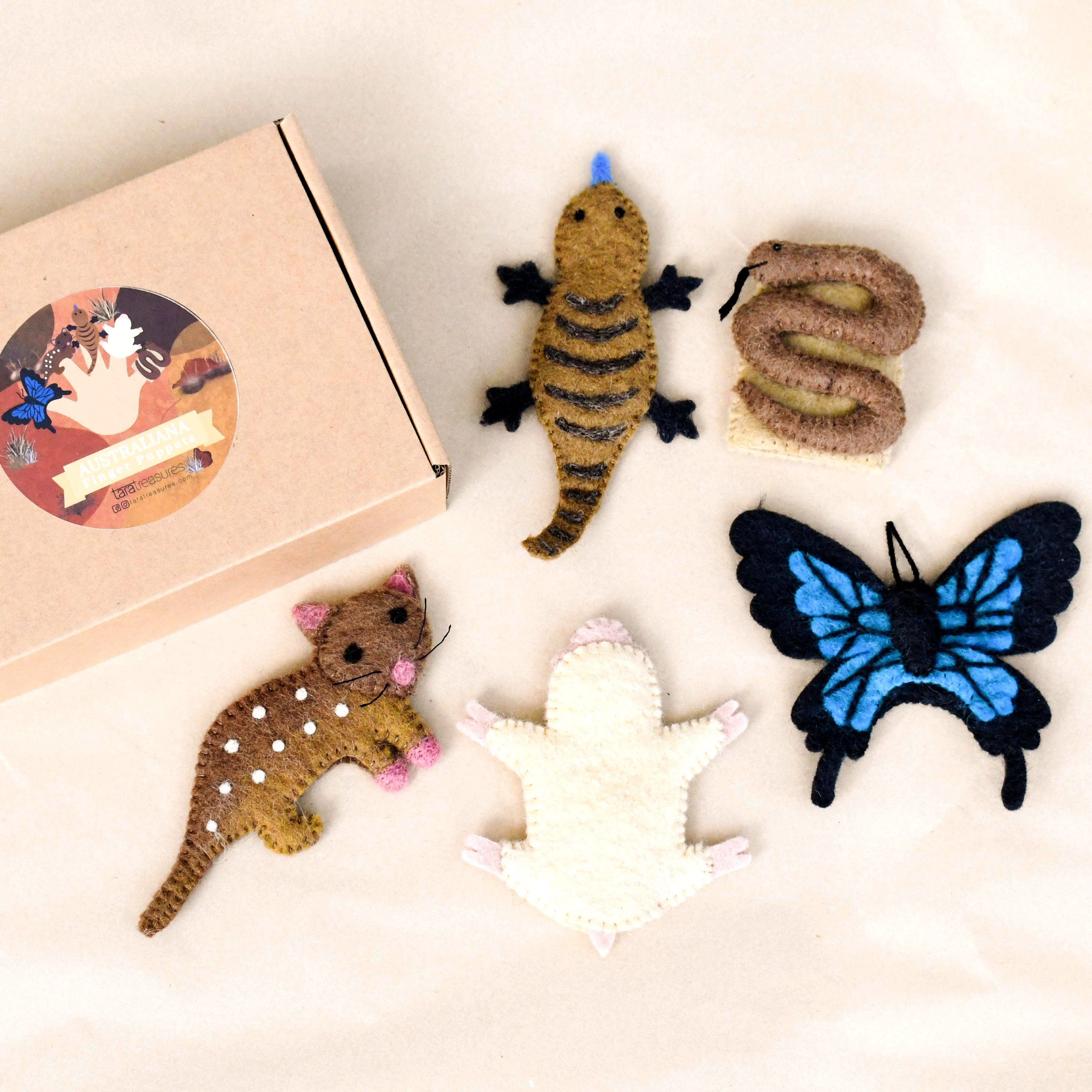 Australian Animals F | Finger Puppet Set | Quoll, Blue-tongued Lizard ...