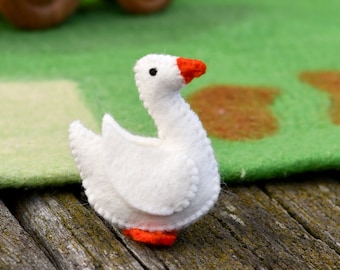 Felt Goose Farm Animal Toy | Montessori White Goose Toy | Montessori Inspired Felt Toys | Ethically Made from Wool Felt
