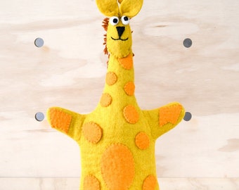 Giraffe Hand Puppet / Yellow Giraffe Puppet made from Wool Felt