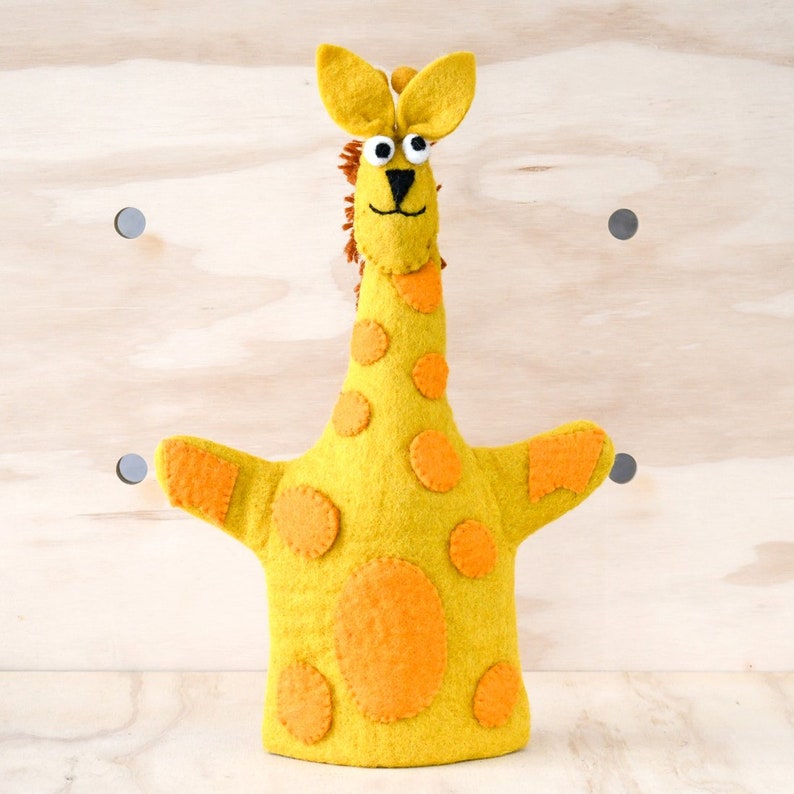 Giraffe Hand Puppet Yellow Giraffe Puppet made from Wool Felt