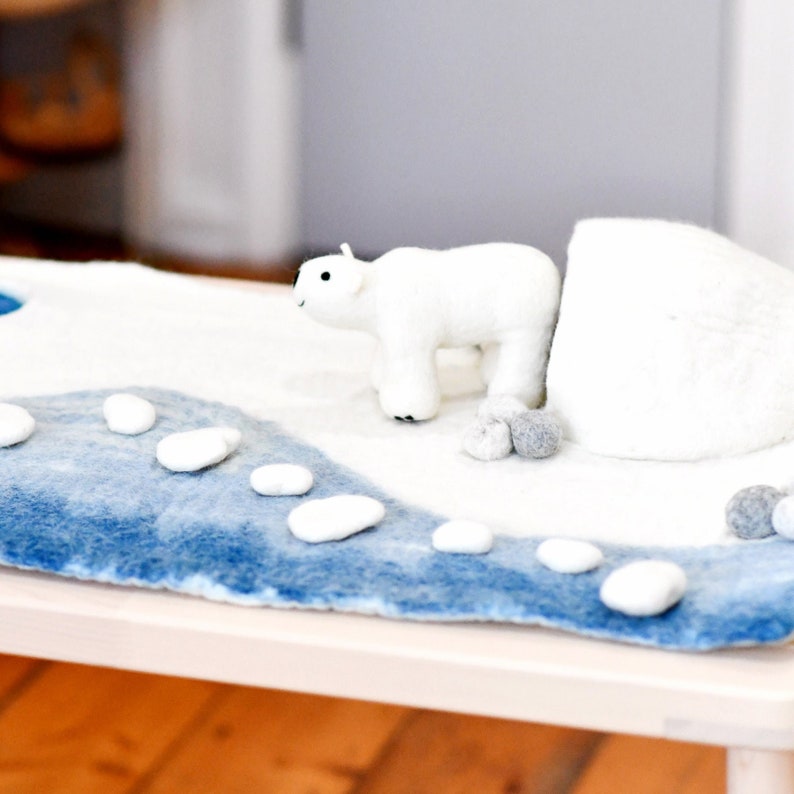 Large Arctic Antarctic Polar Play Mat Playscape, Arctic Play Mat made from Wool Felt, Tara Treasures Play Mat image 10