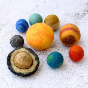 Solar System Outer Space Felt Planets / Made from Wool Felt / Sun Mercury Venus Earth Mars Jupiter Saturn Uranus Neptune