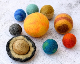 Solar System Outer Space Felt Planets / Made from Wool Felt / Sun Mercury Venus Earth Mars Jupiter Saturn Uranus Neptune