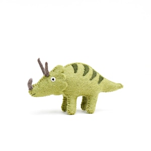 Felt Triceratops Dinosaur Toy / Green Dinosaur Toy made from Wool Felt
