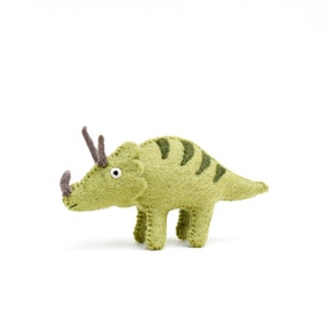 Brinquedo de dinossauro triceratops de feltro/brinquedo de dinossauro verde feito de feltro de lã