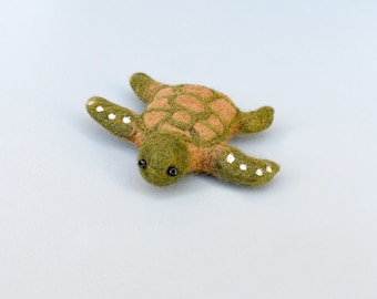 Grüne Meeresschildkröte aus Filz, Nadelgefilzte Schildkröte, Kleines Welt Spiel Spielzeug, Waldorf Inspiriertes Spielzeug