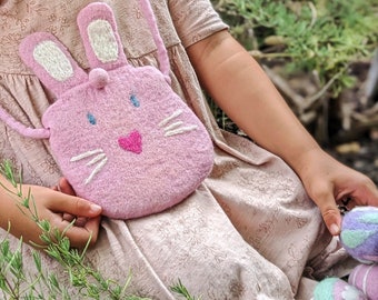 Felt Easter Bunny Bag in Pink Colour | Easter Rabbit Bag