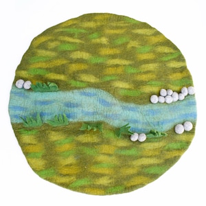 Felt Play Mat Playscape Spring Green Colour with River Floor Play Mat for Treehouses image 2