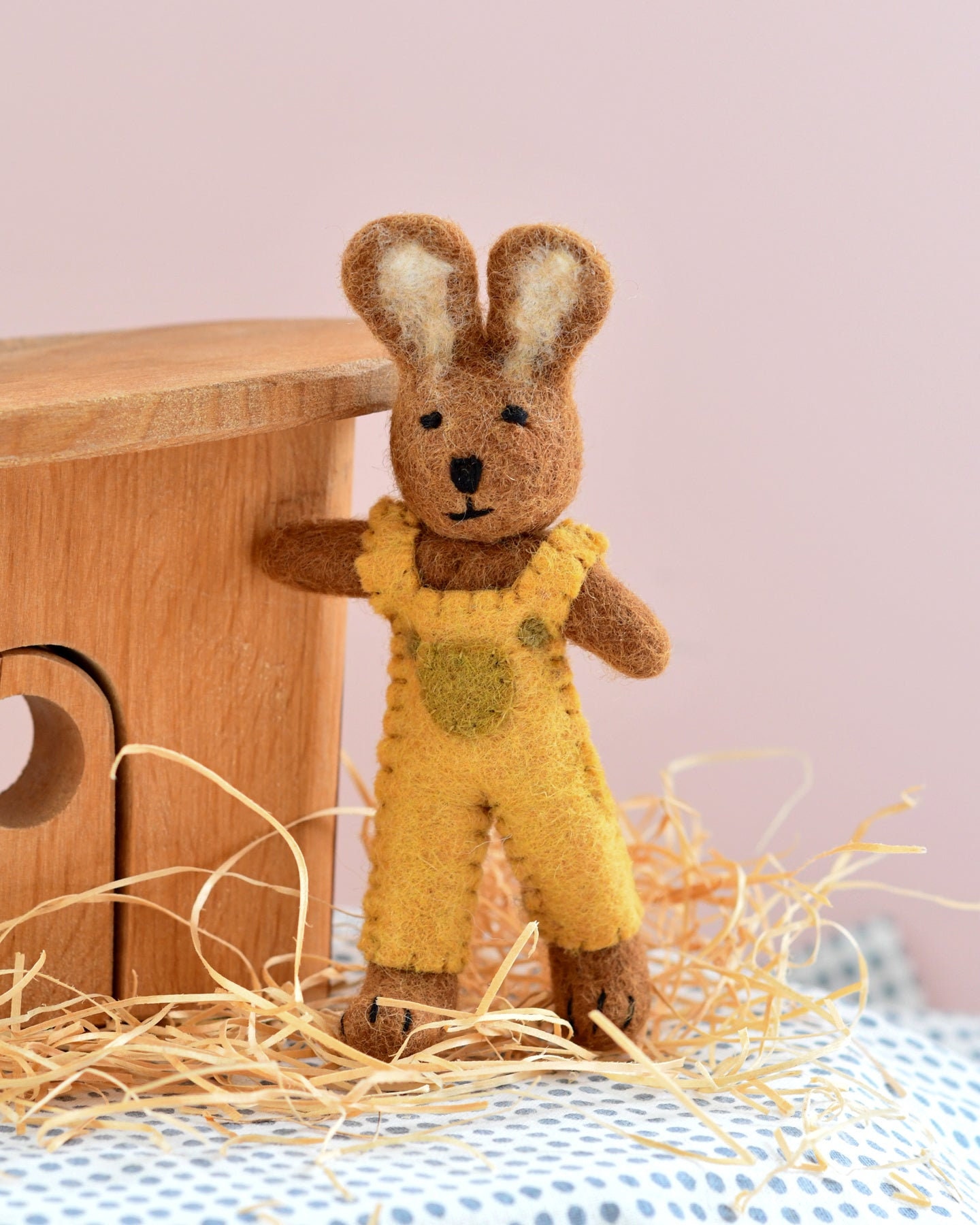 Felt Nut Brown Hare Rabbit With Mustard Yellow Overalls Toy, Felt ...