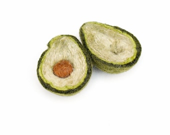 Filz Avocados | Filz Avocados als Set | 2 Avocado Hälften | Filz-Obst und Gemüse für Rollenspiel