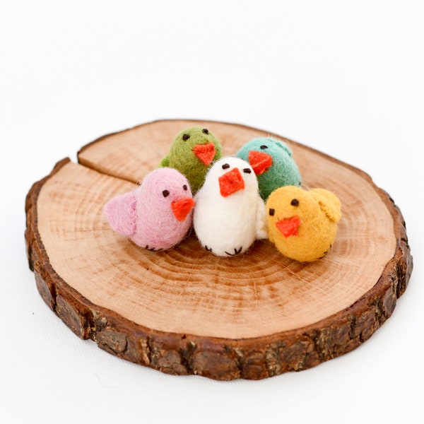 Felt Colourful Chicks (Set of 5) | Felt Green, Blue, Pink, Yellow and White Chicks | Easter Chick Hanging Ornaments Crafting