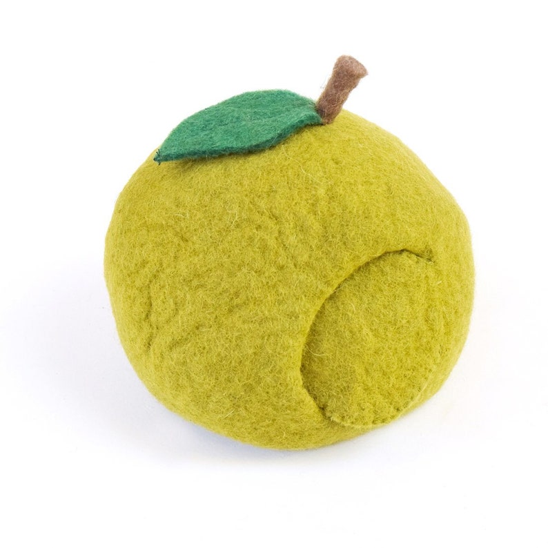 Green Apple Felt Fairy House with Hedgehog Toy Wool Felt Waldorf Inspired image 6