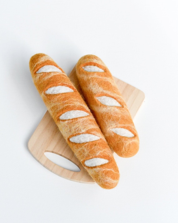Felt Baguette Pretend Play Food Felt Food (Set of 2), Felt Play Food for Play Kitchens and Shops