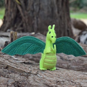 Felt Green Dragon Toy, made from Wool Felt