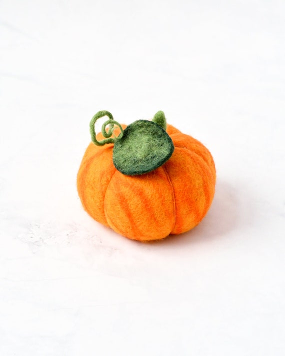 Felt Orange Pumpkin, Felt Pumpkin Toy for Pretend Food Play - Fair Trade Wool Pumpkin Toy