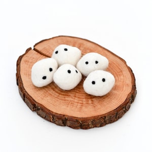 Felt White Ghost Stones | Set of 5 Ghosts | Halloween Decor, Crafting, Loose Parts Play and Open Ended Play