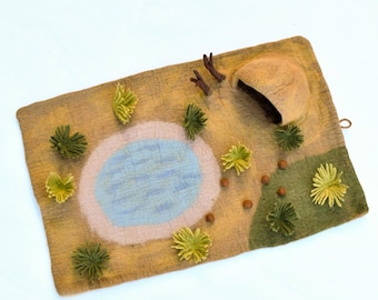 Large Safari Play Mat, Playscape Made from Wool Felt, Play mat for Play Table or Floor