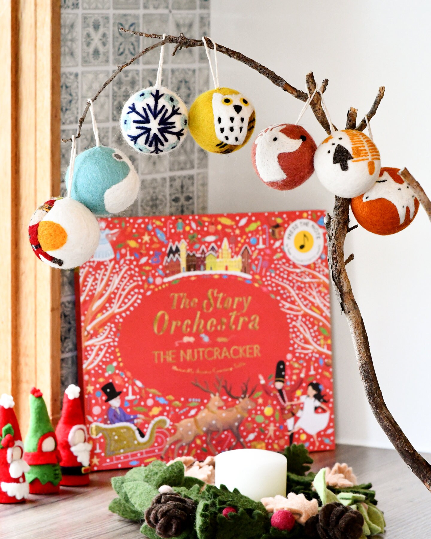 Filz-Sternkugel-Girlande Mit Rentier-Ornament – Festliche Weihnachtsdeko, 180 Cm, Rot