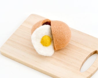 Felt Interactive Egg (2 Pieces) | Felt Egg Set for Pretend Play | Play Kitchen Food | Felt Play Food