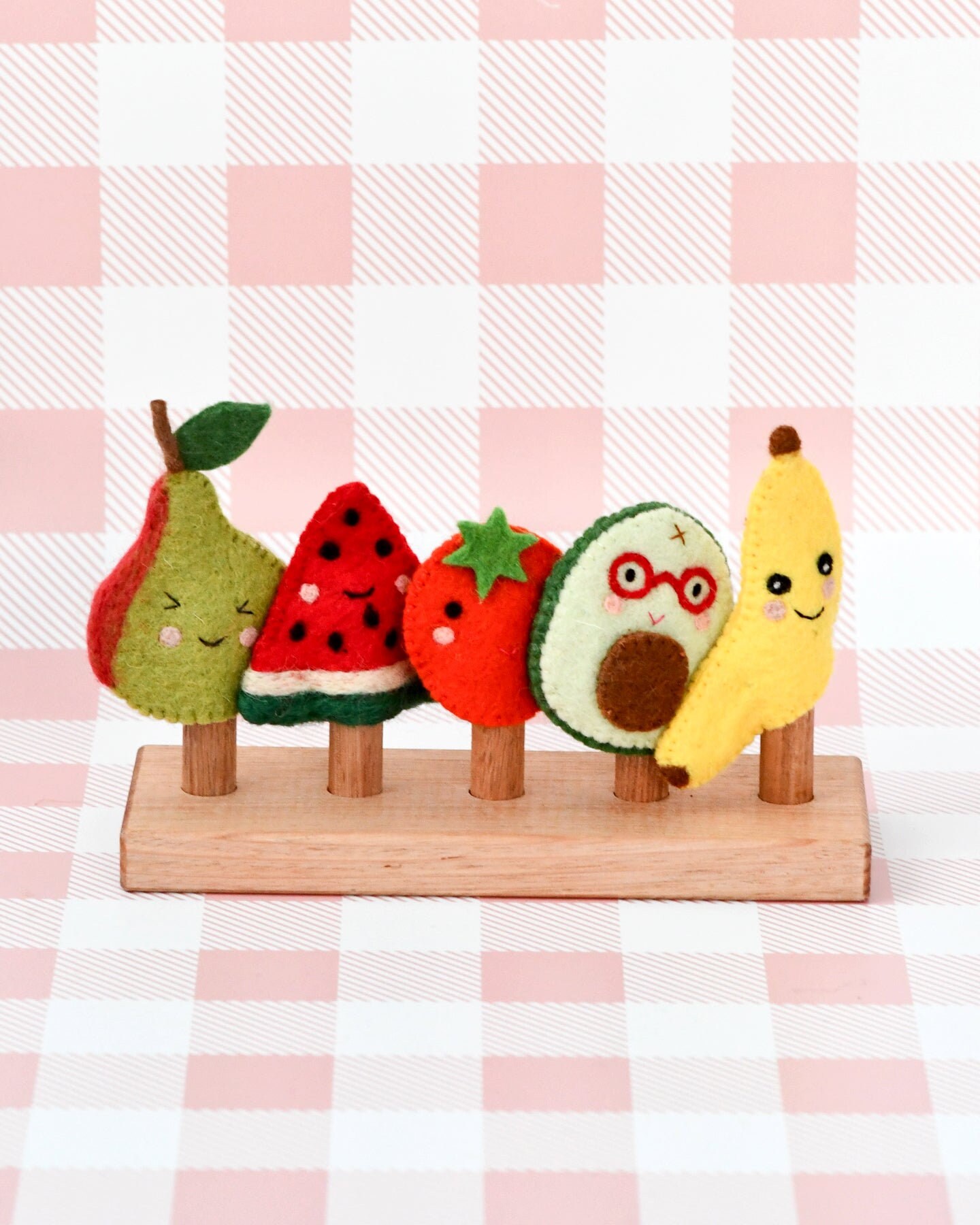 Felt Fruits Finger Puppets Set | Felt Finger Puppets | Felt Fruits | Pear Watermelon Tomato Avocado Banana Finger Puppets