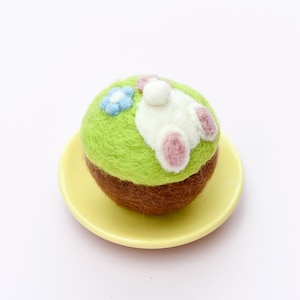 Felt Cupcake - Easter Burrowing Bunny with Flowers  | Felt Play Food for Pretend Play Kitchen