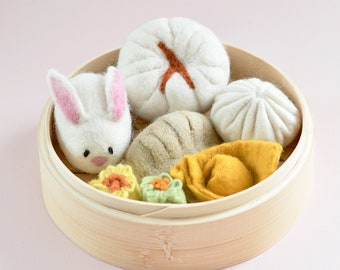 Felt Dim Sum Yum Cha Play Food Set | Felt Play Food for Imaginative Play, Pretend Play | Chinese Cultural Play Food