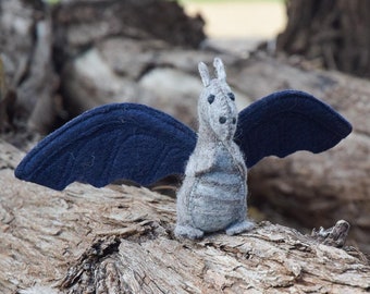 Navy Blue Dragon Felt Stuffed Toy Wool Felt Waldorf Inspired