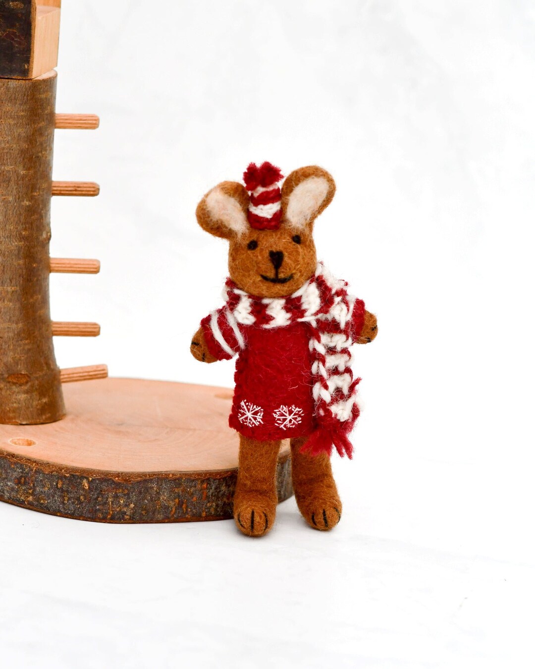 Felt Brown Hare Rabbit With Red Sweater, Felt Rabbit Toy for Winter ...