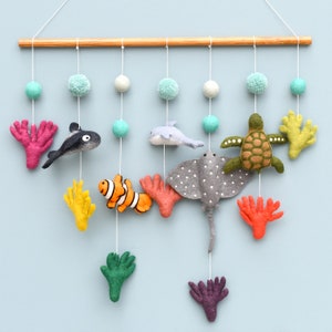 Coral Reef Baby Nursery Cot Mobile Hanging / Australiana Great Barrier Reef / Made from Wool Felt