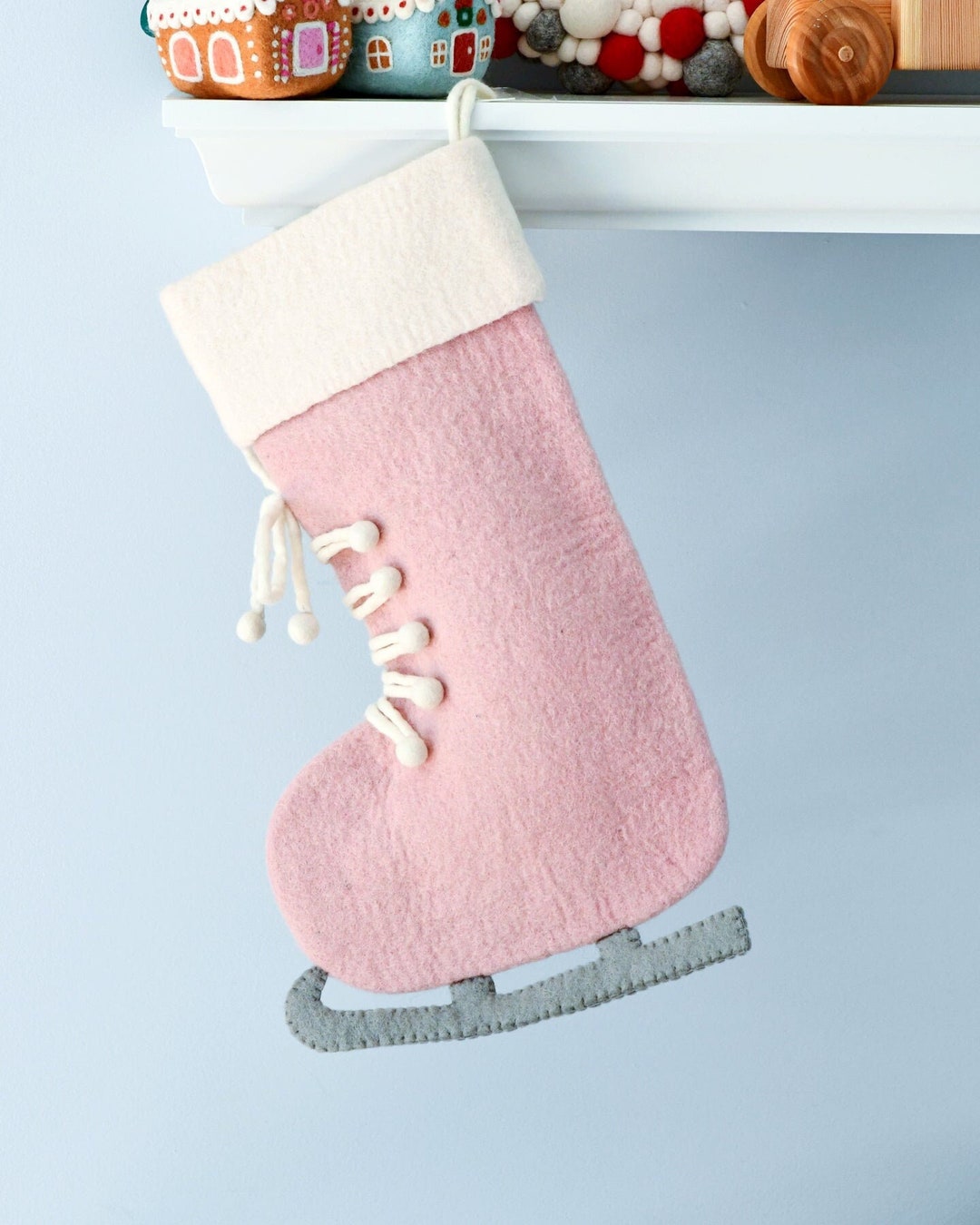 Felt Pink Ice Skate Christmas Stocking Etsy