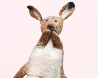 Marionnette à main lapin lièvre brun / inspiration Waldorf
