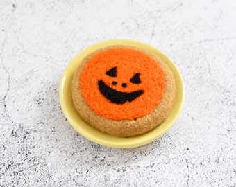 Filz Orange Jack O 'Lantern Kürbis Cookie, Filz spielen Essen