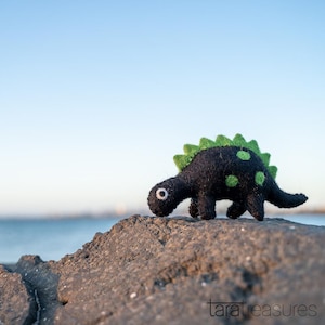 Green Dinosaur Dino Stuffed Soft Toy with Spikes Wool Felt