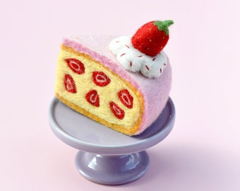 Felt Strawberry Torte Slice | Felt Cake for Pretend Play | Felt Desserts | Felt Play Food