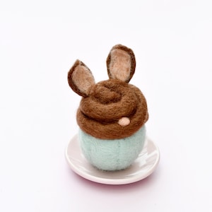 Felt Cupcake - Easter Chocolate Bunny with Ears | Felt Play Food for Pretend Play Kitchen