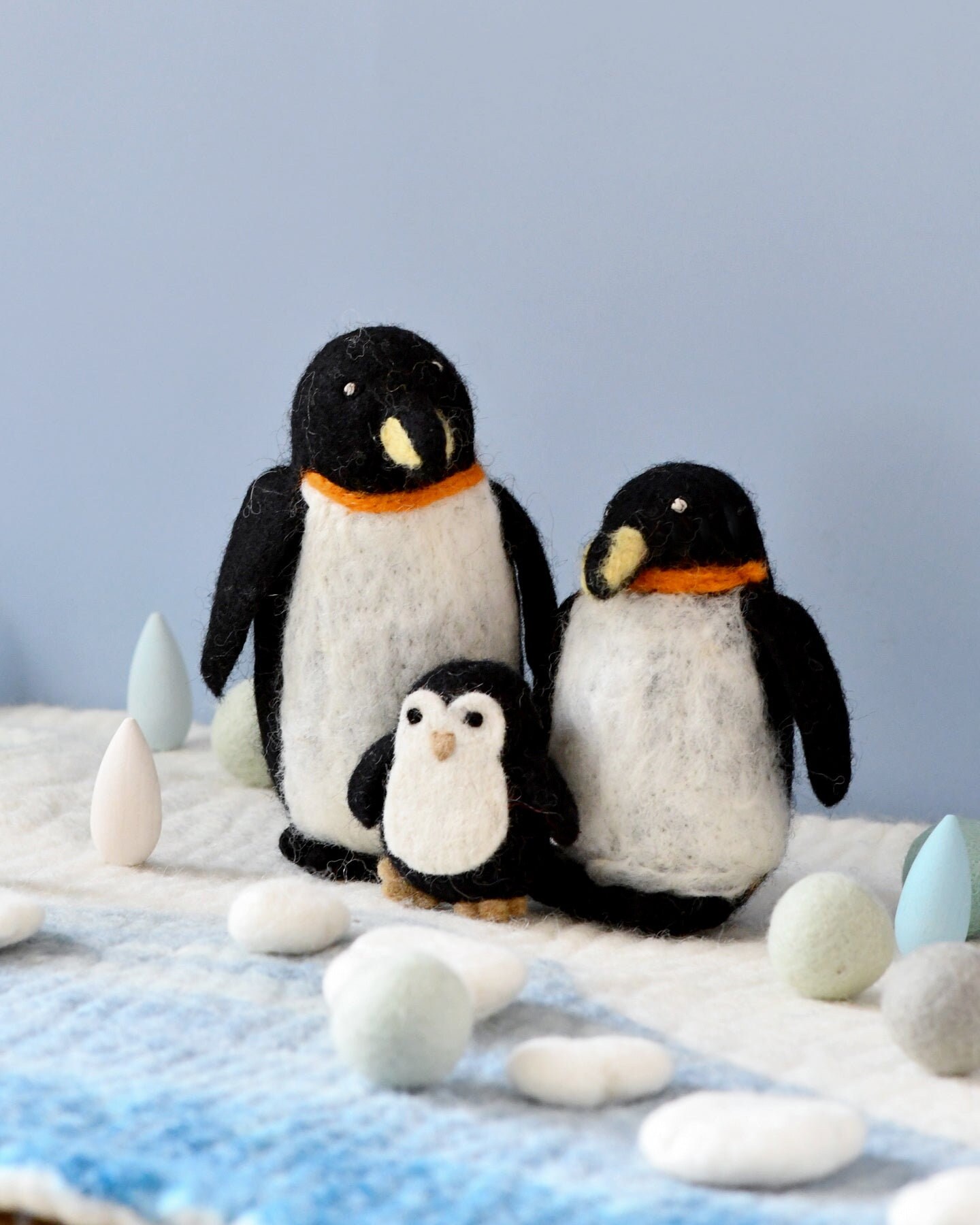 Felt Penguin Family Set of 3 Emperor Penguins Father Penguin