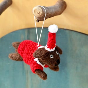 Felt Christmas Dachshund Sausage Dog, Felt Christmas Ornament