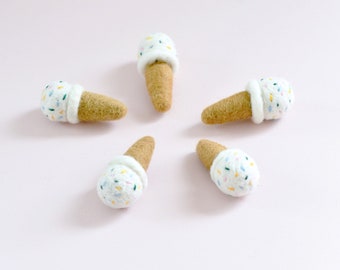 Felt Ice Creams | Vanilla Ice Creams with Sprinkles | Needle-Felted Ice Cream for Dolls, Loose Parts Play and Crafting