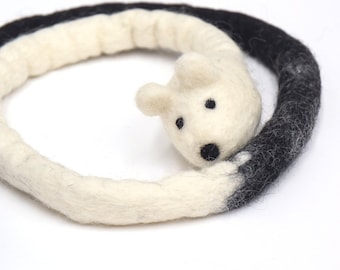 Felt Mouse Teaser Cat Toy - Black and White