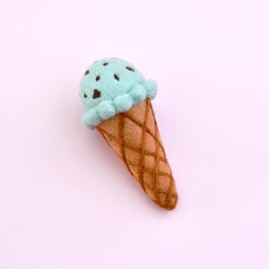 Filz Mint Chocolate Chip Eis | Filz Eis am Stiel | Filz Desserts | Filz Spiel Essen