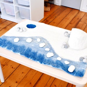 Large Arctic Antarctic Polar Play Mat Playscape, Arctic Play Mat made from Wool Felt, Tara Treasures Play Mat image 4