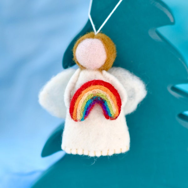 Felt Waldorf Diversity Angel with Light Brown Hair | Felt Waldorf Fairy Ornament Hanging