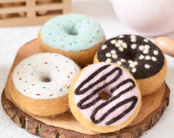 Felt Doughnuts Donuts (Set of 4) | Felt Pretend Play Food Donuts  Donuts Bakery Goods | Felt Play Food