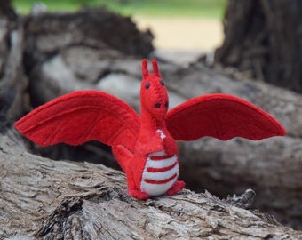 Felt Red Dragon Toy, made from Wool Felt