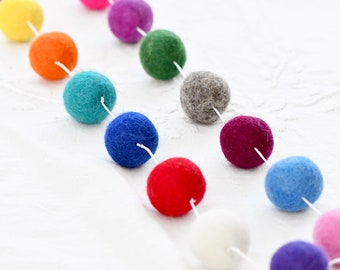 Colourful Pompom Felt Ball Garland | 3m Bright Coloured Felt Ball Garland (58 balls)