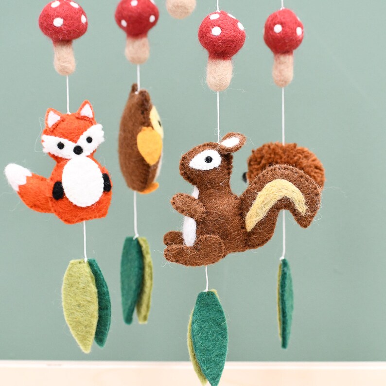Woodland Animals Felt Baby Cot Crib Mobile Etsy