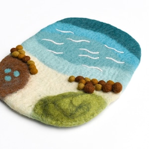 "Kleine Welt Spielmatte / ""Sea, Beach and Rockpool"" Spiellandschaft für Kleine Welten / Waldorf Steiner Inspiriert."