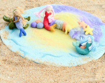 Mermaid Cove Play Mat Playscape / Mermaid Cave made from Wool Felt / Waldorf Inspired Playscape