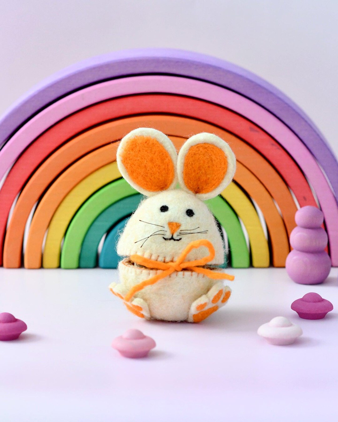 Felt Egg Cover: Hopping Bunny With Orange Ears, Egg Cover to Contain ...